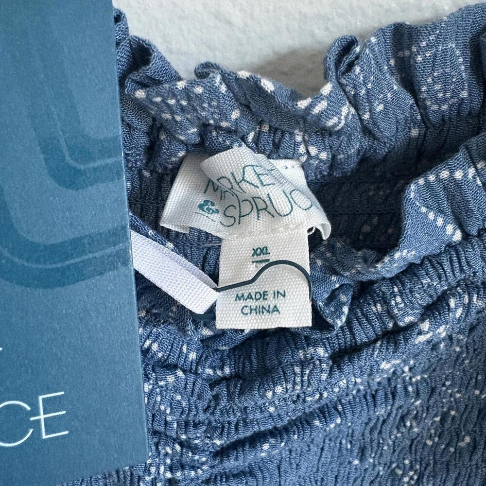 Market & Spruce | NWT Dusty Blue White Floral Strappy Midi Dress Ruched Top XXL - Picture 3 of 9